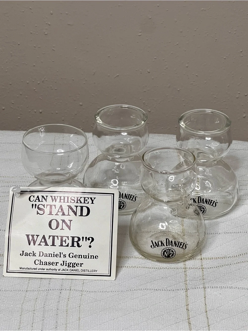 Jack Daniels Old No 7 Double Bubble Shot Glasses Set of 4 Whiskey Chaser